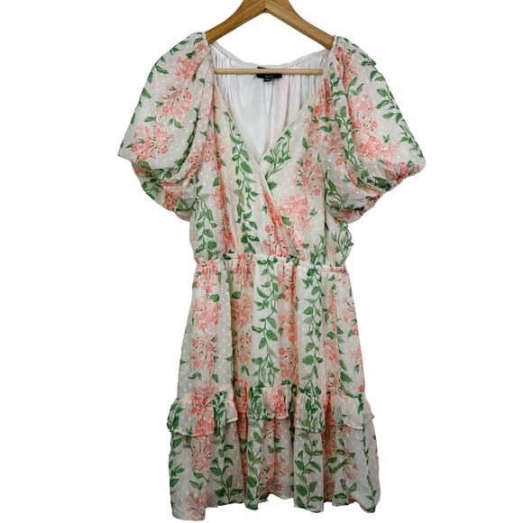 VICI Floral Chiffon Puff Sleeve Mini Dress Size M - Picture 7 of 10
